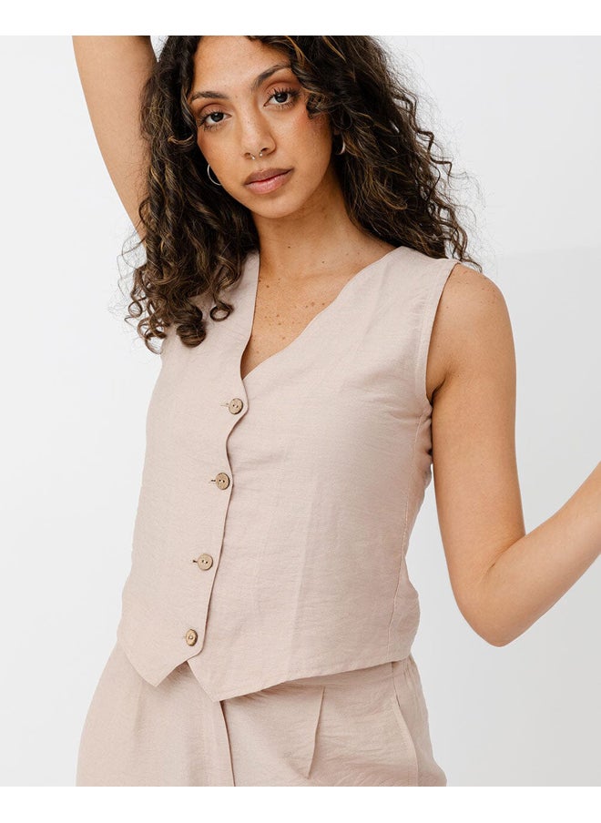 In Your Shoe - Beige Linen Vest - Image 1