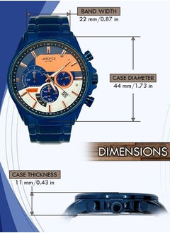JoeFox Men's Luxury Fashion Stainless Steel Chronograph Watch Date Waterproof Watch Luxury Stainless Steel Band Waterproof Watch for Men Royal Blue  - Image 5