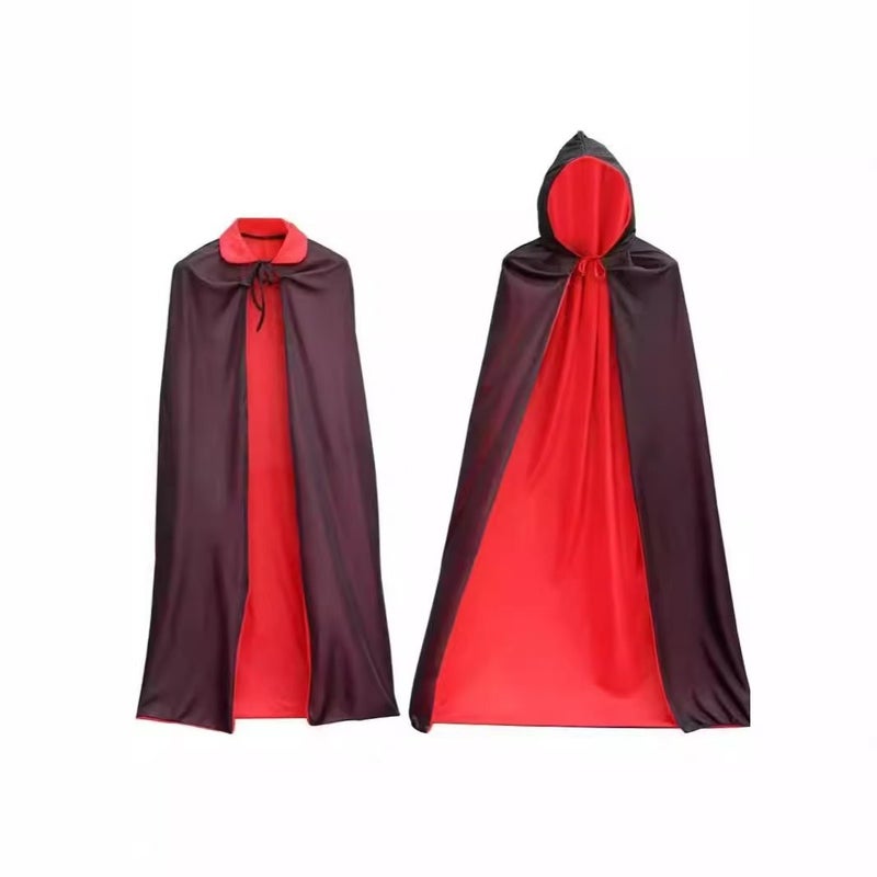 Chun Ling Jia Halloween Cape for Adults and Kids, Black and Red Stand Collar Reaper Costume, Cosplay Party Wizard Vampire Cape - Image 5