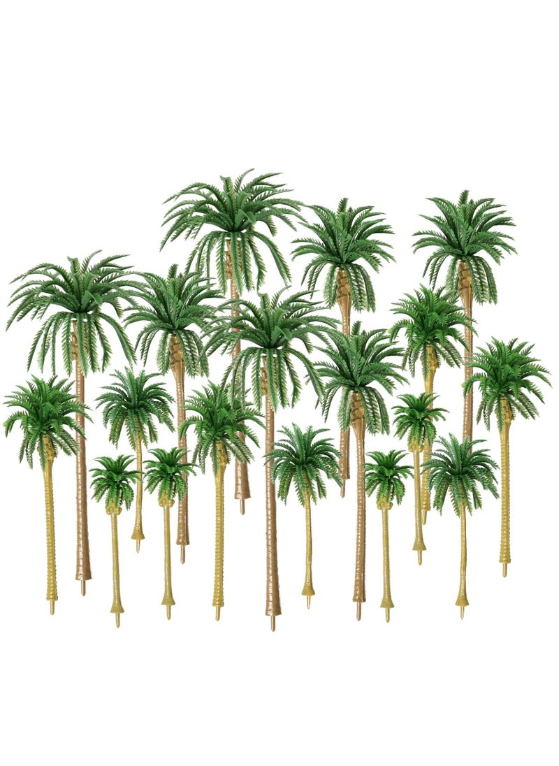 Miniature Palm Tree Model Set - 18PCS Mixed Sizes (3.1" - 6.3"), Fake Plastic Trees without Stands for DIY Scenery, Landscape, Cake Decoration  - Image 1