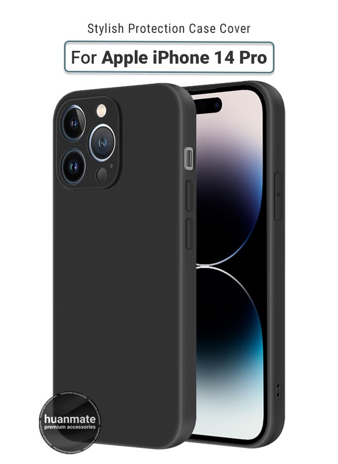 huanmate Apple iPhone 14 Pro Silicone Cover Black - Premium 2.0mm TPU Silicon, Enhanced Camera Protection with Lens Shield, Shockproof & Water-Proof Cover for Apple iPhone 14 Pro  - Image 1