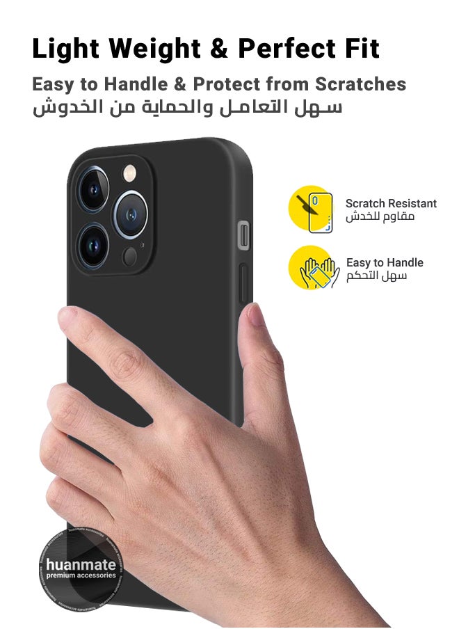 huanmate Apple iPhone 14 Pro Silicone Cover Black - Premium 2.0mm TPU Silicon, Enhanced Camera Protection with Lens Shield, Shockproof & Water-Proof Cover for Apple iPhone 14 Pro  - Image 3