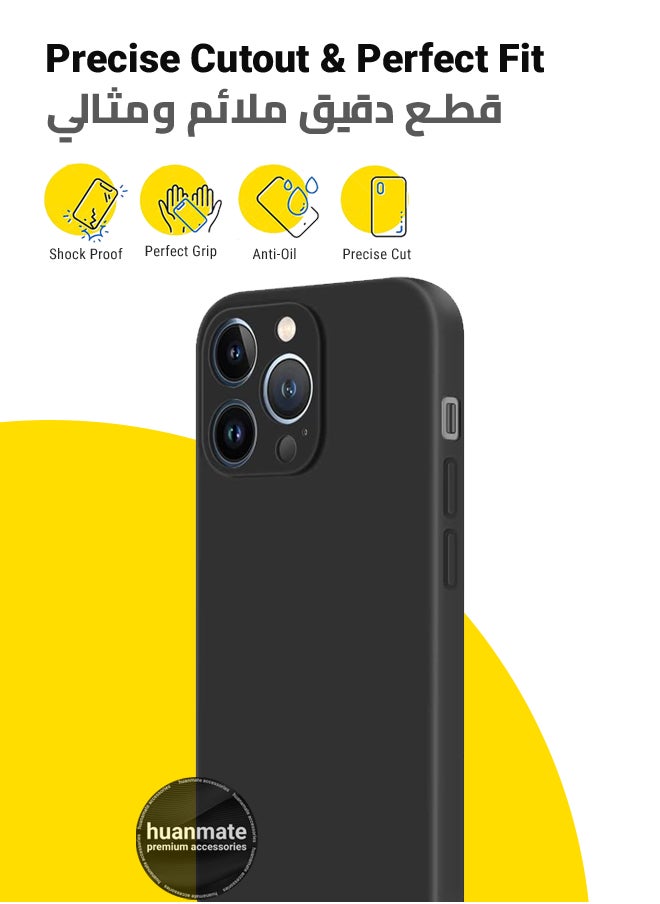 huanmate Apple iPhone 14 Pro Silicone Cover Black - Premium 2.0mm TPU Silicon, Enhanced Camera Protection with Lens Shield, Shockproof & Water-Proof Cover for Apple iPhone 14 Pro  - Image 2