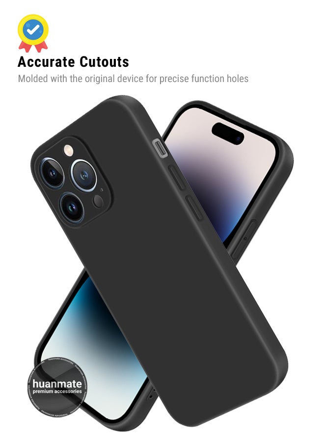 huanmate Apple iPhone 14 Pro Silicone Cover Black - Premium 2.0mm TPU Silicon, Enhanced Camera Protection with Lens Shield, Shockproof & Water-Proof Cover for Apple iPhone 14 Pro  - Image 5