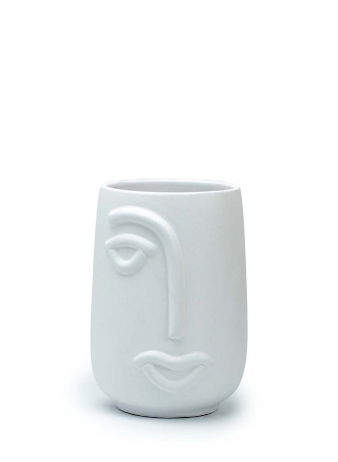 Balkans Handmade Pottery Vase Indoor H 20 cm, D 12 cm - White