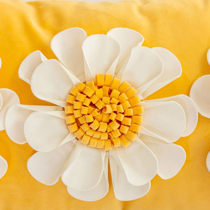 Green 3D Flower Pillow Set With Artificial Chrysanthemum Decorations For Sofa Bedroom - Image 4