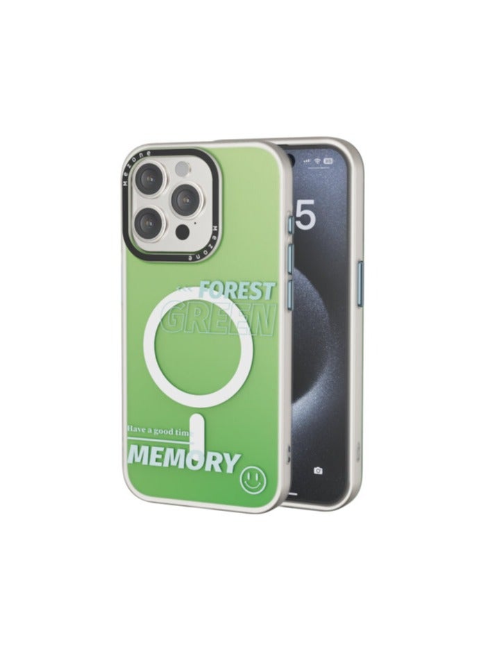 Mezone Memory iPhone 15 MagSafe Case, Shockproof & Anti-Yellowing Phone Case Reinforced Corners with Airguard, Green - Image 1