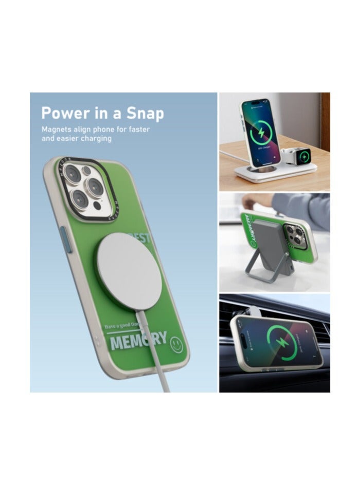 Mezone Memory iPhone 15 MagSafe Case, Shockproof & Anti-Yellowing Phone Case Reinforced Corners with Airguard, Green - Image 3