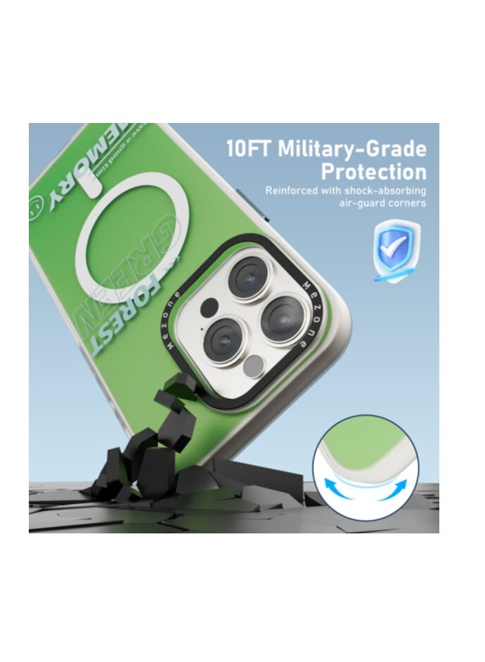 Mezone Memory iPhone 15 MagSafe Case, Shockproof & Anti-Yellowing Phone Case Reinforced Corners with Airguard, Green - Image 4