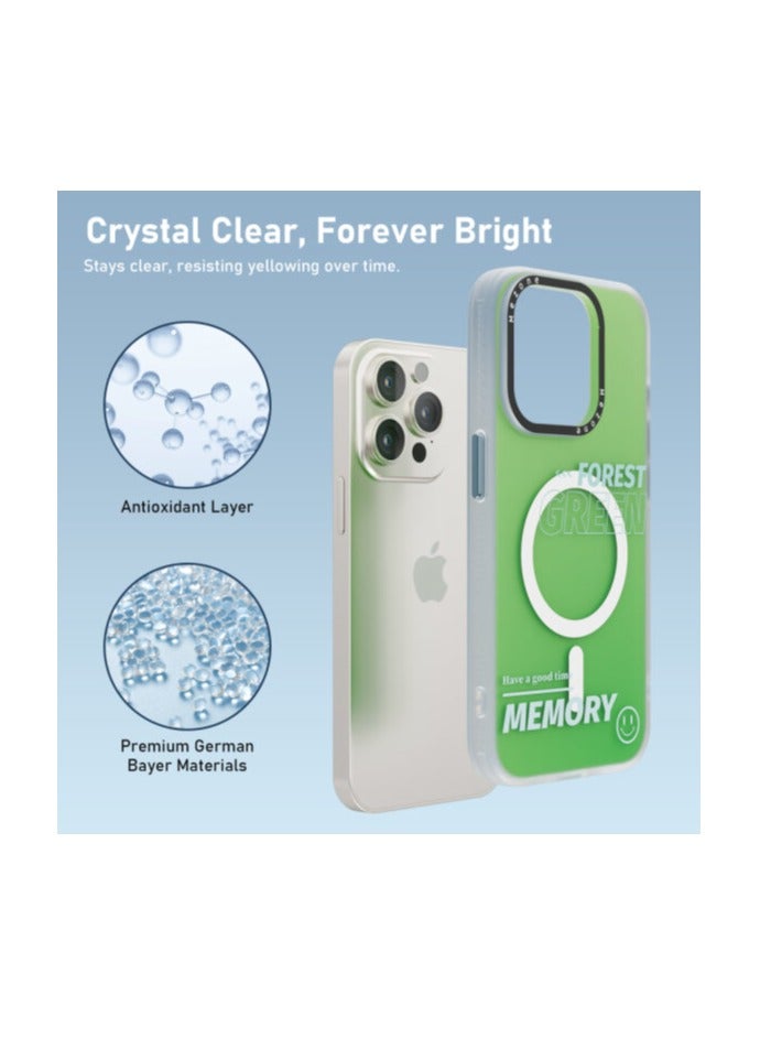 Mezone Memory iPhone 15 MagSafe Case, Shockproof & Anti-Yellowing Phone Case Reinforced Corners with Airguard, Green - Image 5