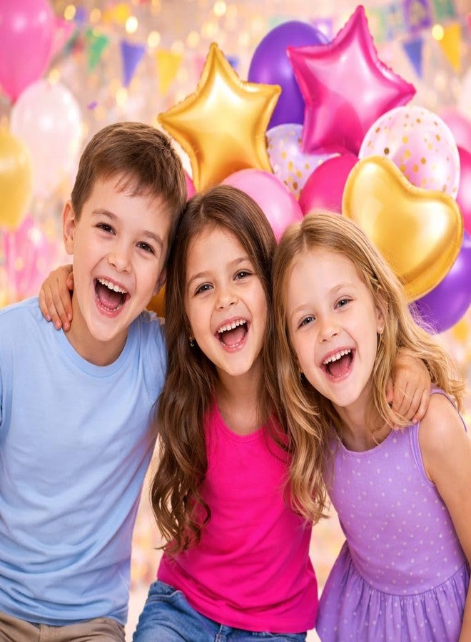 Fun Affairs Pink Purple Gold Balloon Bouquet Set (12 Pcs) - Star & Heart Foil Balloons with Confetti & Latex Balloons - Birthday Decoration, Girls Party, Baby Shower, Anniversary, Celebration Supplies - Image 5