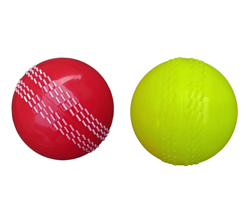 IFOLDUP Rubber Synthetic Cricket Ball i10 -Poly Hard Ball for Indoor and Outdoor TrainingSet of 2 (Maroon +Green Wind Ball Pack of 02) - Image 1