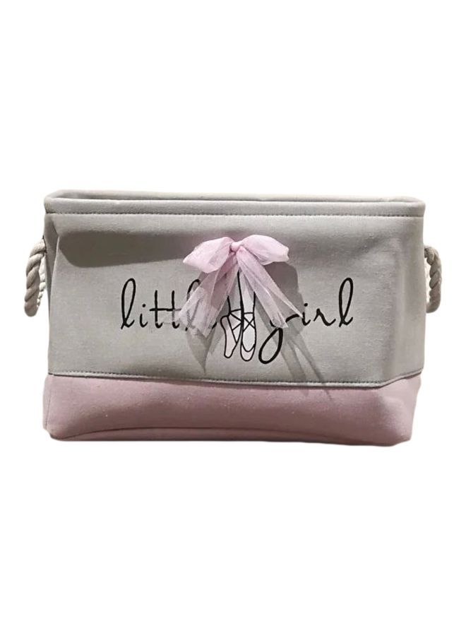 سلة تخزين مستطيلة مزودة بطبعة رمادي/وردي - Image 1