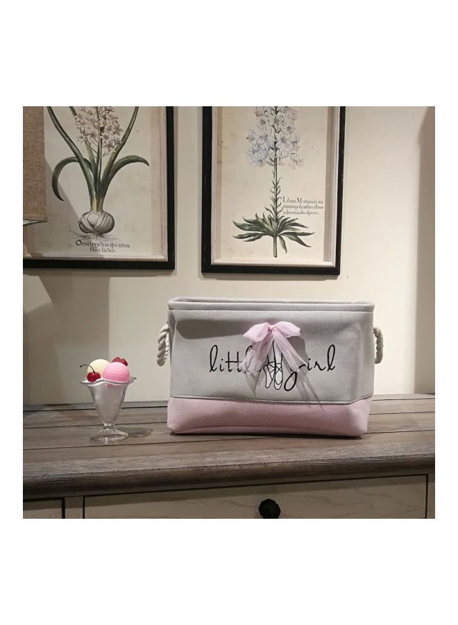 سلة تخزين مستطيلة مزودة بطبعة رمادي/وردي - Image 2