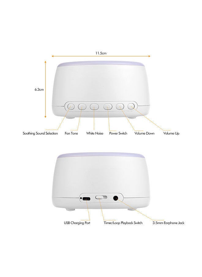 Generic - Desktop Rechargeable White Noise Machine Sleep Therapy Sound Machine 30 Soothing Sounds 30min/60min Timer/Loop Playback BT Connection with Colorful Touch Control Night Light - Image 1