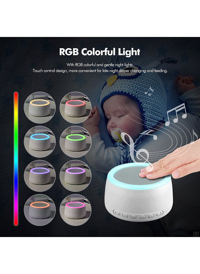 Generic - Desktop Rechargeable White Noise Machine Sleep Therapy Sound Machine 30 Soothing Sounds 30min/60min Timer/Loop Playback BT Connection with Colorful Touch Control Night Light - Image 1