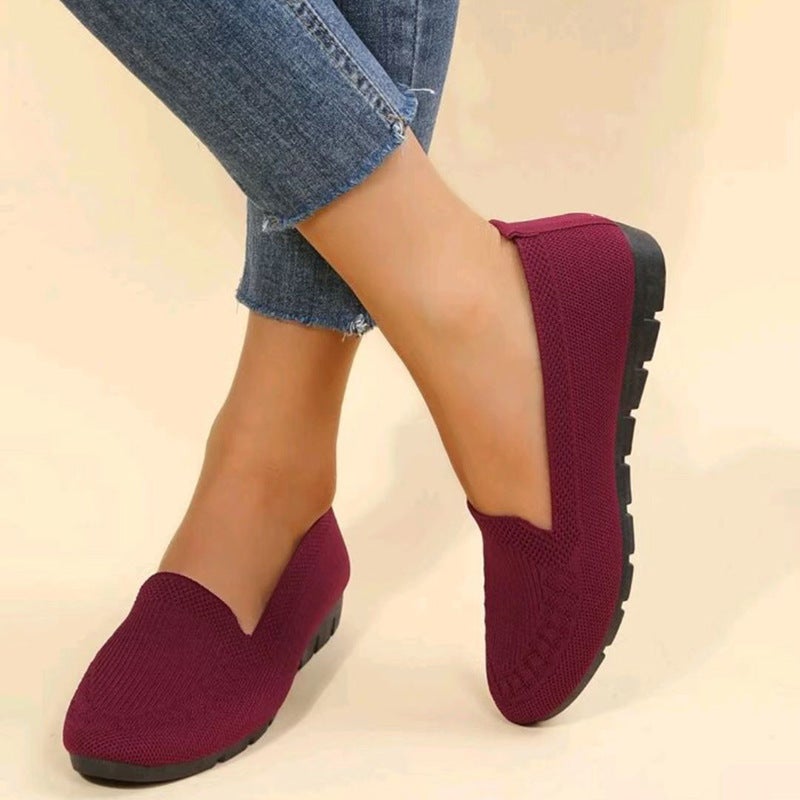 Shoes For Middle-Aged And Elderly Women, Breathable And Lightweight Mother'S Shoes, Soft-Soled Fly-Knit Mesh Embroidered Shoes, Casual Ethnic Shoes For Women - Image 3