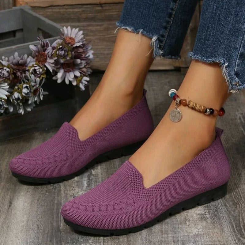 Shoes For Middle-Aged And Elderly Women, Breathable And Lightweight Mother'S Shoes, Soft-Soled Fly-Knit Mesh Embroidered Shoes, Casual Ethnic Shoes For Women - Image 4