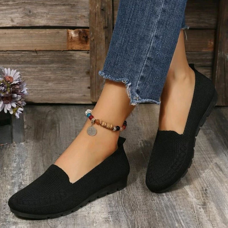 Shoes For Middle-Aged And Elderly Women, Breathable And Lightweight Mother'S Shoes, Soft-Soled Fly-Knit Mesh Embroidered Shoes, Casual Ethnic Shoes For Women - Image 5