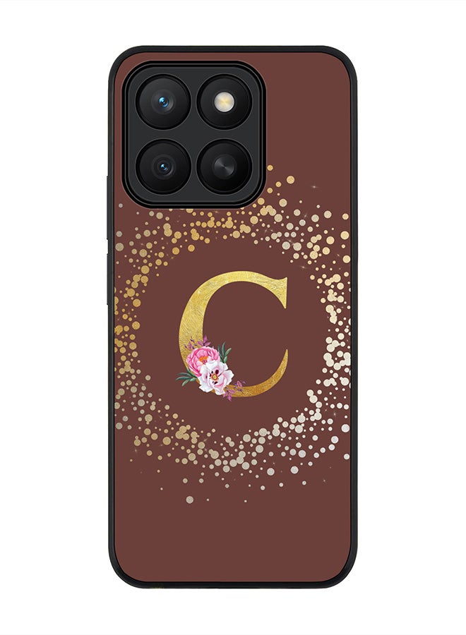 Stylizedd For Honor X8c Case,Slim fit Camera Protection, Shockproof Thin Phone cover  - Custom Monogram Floral - C  (Brown )