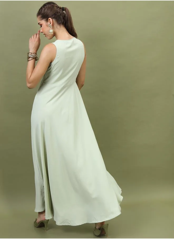 Vishudh Foil Print Ethnic Maxi Dress by Styli
