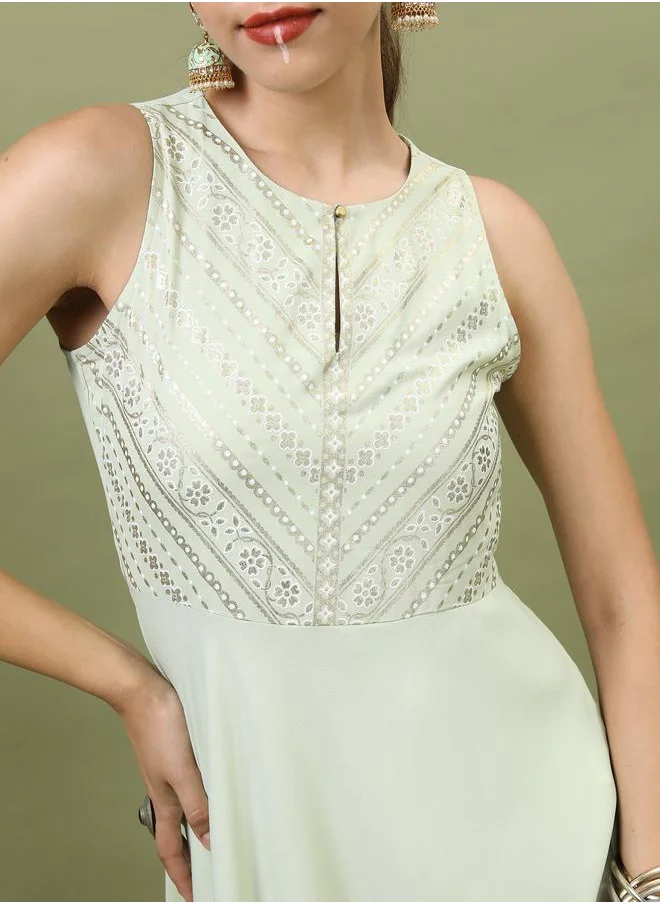 Vishudh Foil Print Ethnic Maxi Dress by Styli