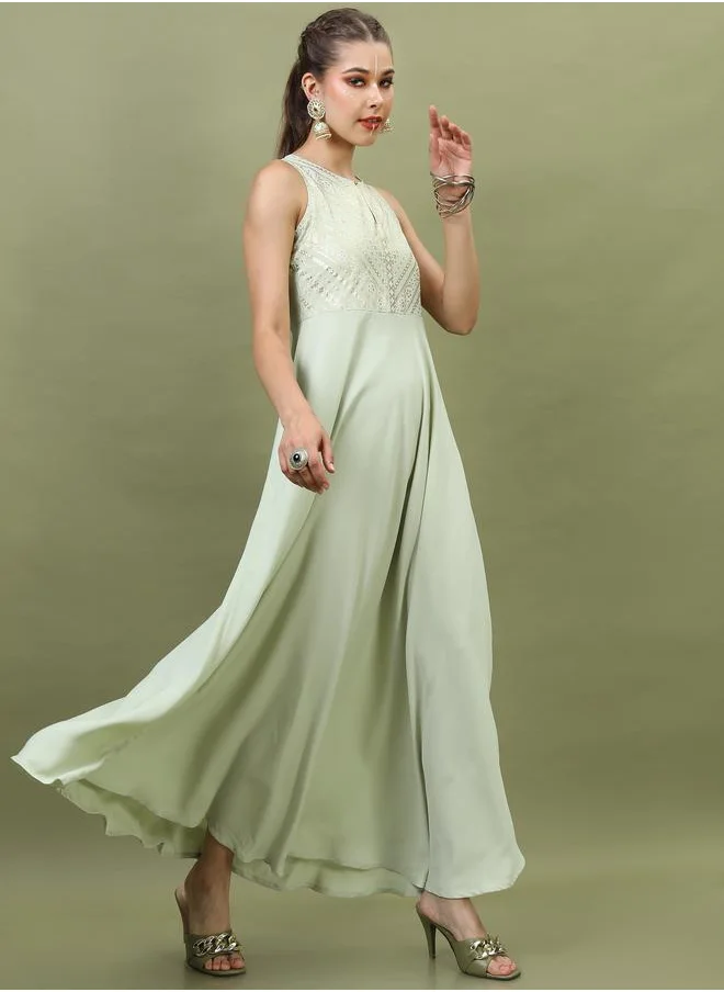 Vishudh Foil Print Ethnic Maxi Dress by Styli