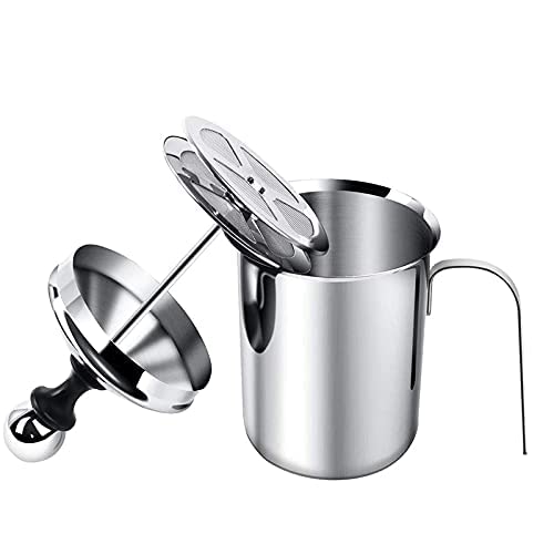 3D CREATIONS Stainless Steel Blender - Milk Frother Coffee beater for Cappuccino-Foam Maker for Hot and Cold Coffee Milk with Double Froth Pump, Handle and Lid - 800 Ml - Image 1