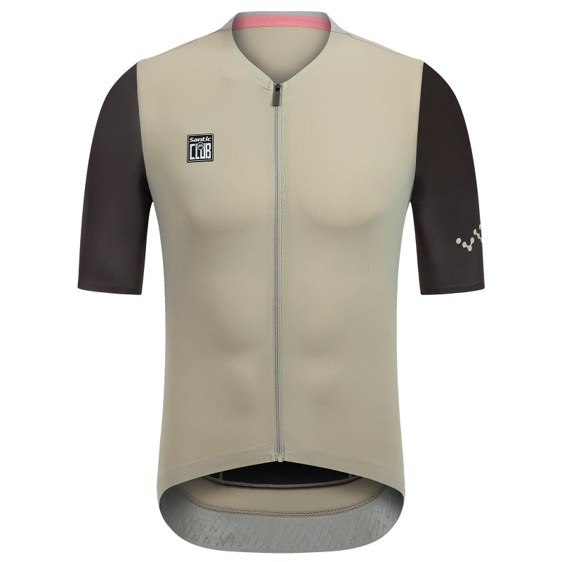 قميص دراجات سانيك للرجال بأكمام قصيرة قميص دراجة الطريق الاحترافي بسحاب كامل UPF 50 قميص دراجة مع جيوب كاكي