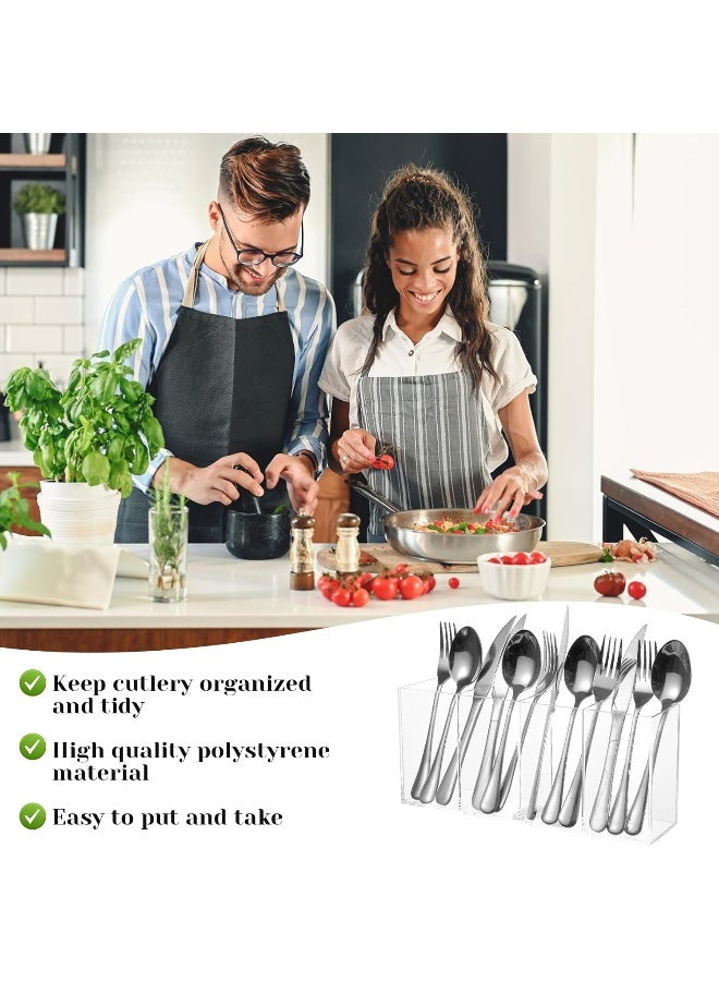 TPGP Acrylic Cutlery Storage Organizer with 4 Section, Cutlery Utensil Holder Storage Organizer Caddy for Kitchen Countertop Dining Room Home Desk Party Table - Holds Fork, Knife, Spoon, Silverware - Image 5