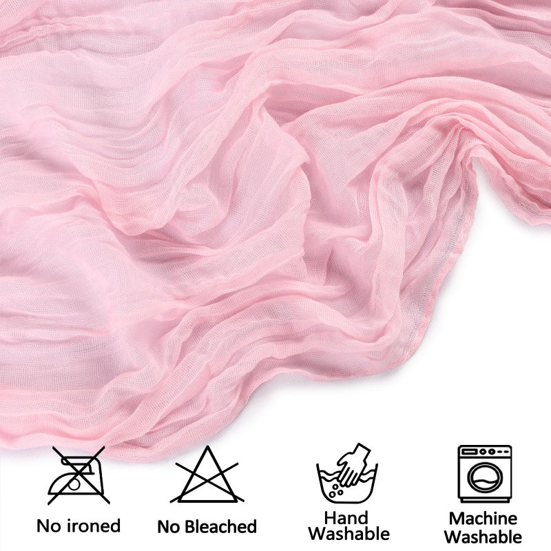 CKIKU 6 Pack Pink Cheesecloth Table Runner 35x120 Inch Gauze Rustic Boho Table Runner 10FT Cheese Cloth for Wedding Decor Birthday Party Bridal Baby Shower Table Decoration - Image 3