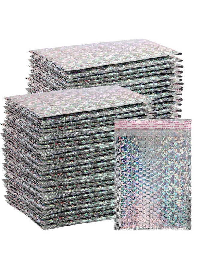 50 قطعة من مغلفات الفقاعات المجسمة مقاس 6 × 10 بوصة باللون الفضي المعدني المبطن والمغلفات ذات الغلق الذاتي لإرسال الشحن والتعبئة - Image 1