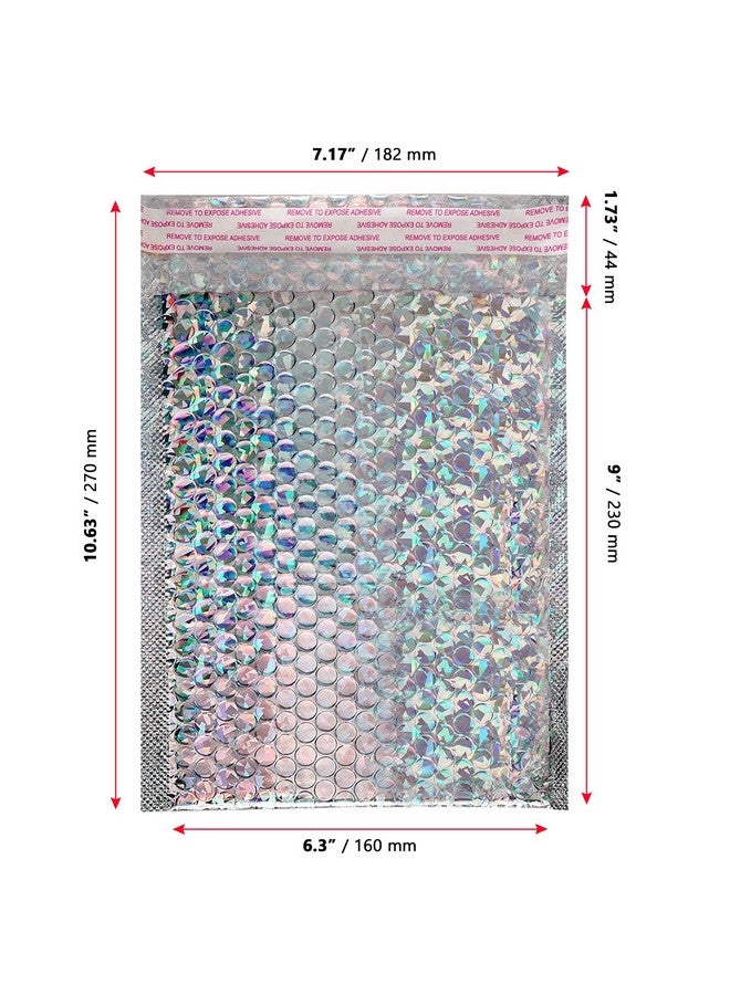 50 قطعة من مغلفات الفقاعات المجسمة مقاس 6 × 10 بوصة باللون الفضي المعدني المبطن والمغلفات ذات الغلق الذاتي لإرسال الشحن والتعبئة - Image 2