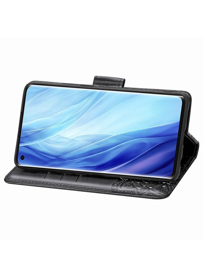 اس-توب جراب لهاتف OPPO Reno 4 PRO 4G جراب جلدي أفقي منقوش عليه زهرة حب الفراشة مع حامل / فتحة بطاقة / محفظة / حبل - Image 5