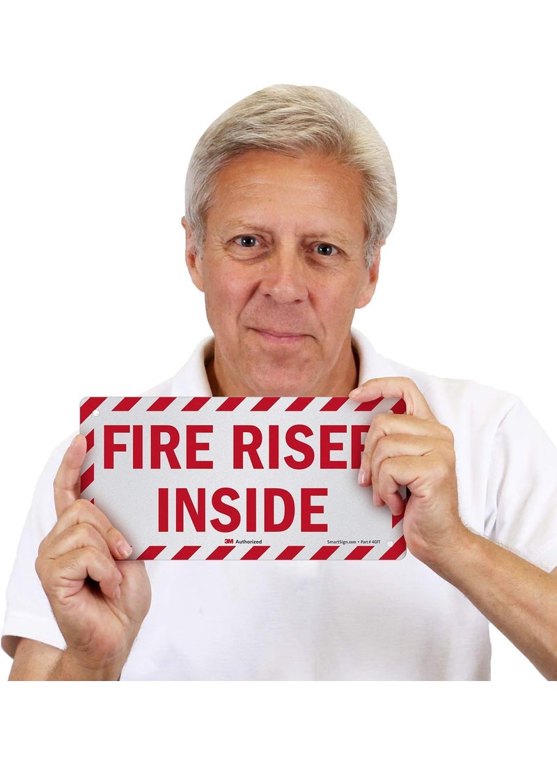 SmartSign SmartSign  LB1530RA05x10 Fire Riser Inside Sign  5 x 10 3M Reflective Aluminum Red on White  - Image 3
