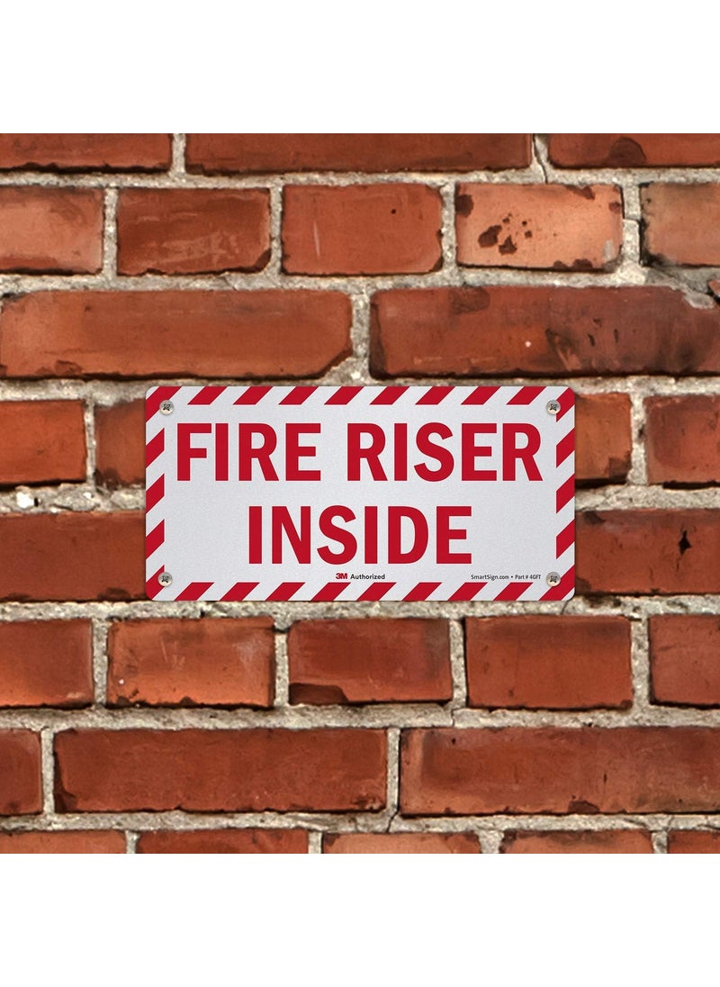 SmartSign SmartSign  LB1530RA05x10 Fire Riser Inside Sign  5 x 10 3M Reflective Aluminum Red on White  - Image 4