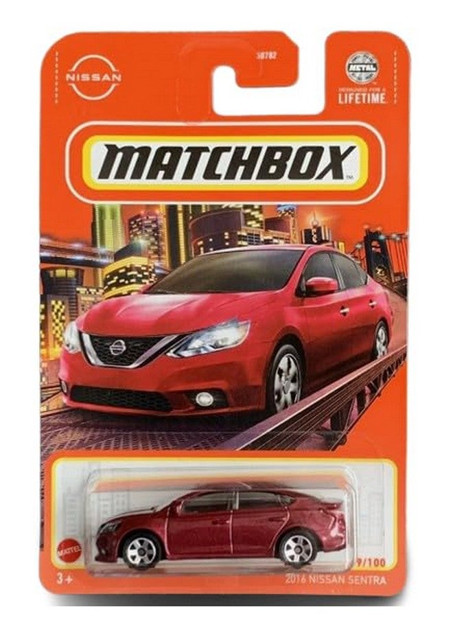 MATCHBOX Matchbox 2016 Nissan Sentra, 1:64 Scale, Red, 9/100