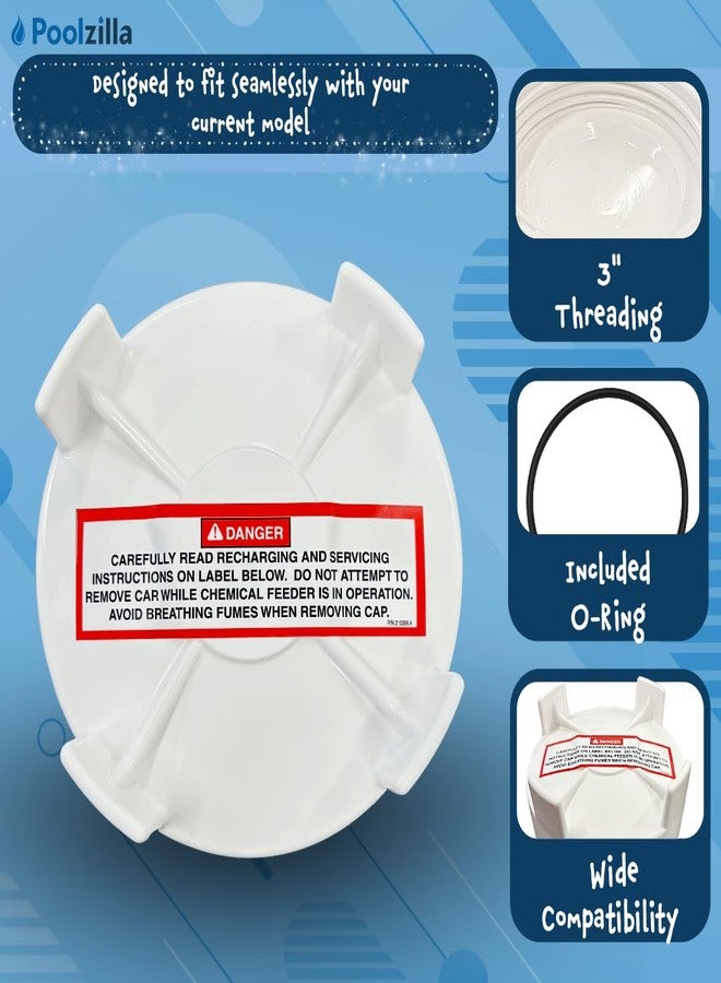 Poolzilla Chlorinator Replacement Lid - Compatible with Pentair R172008W, Rainbow 300, 302, 300-29X, 320, 322 - Automatic Chlorinator Feeder - Image 3