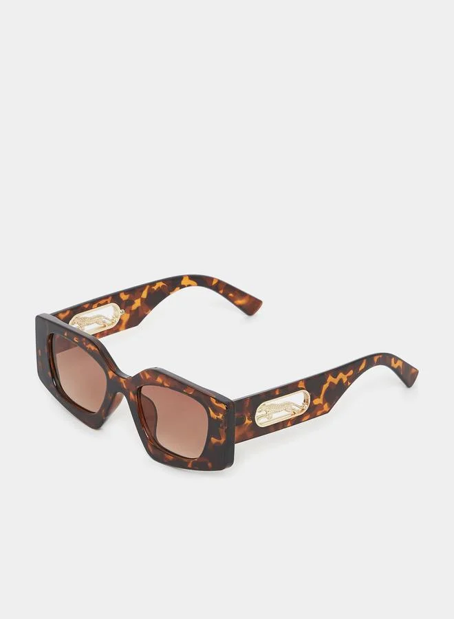 Styli Tortoise Metallic Accent Detail Sunglasses