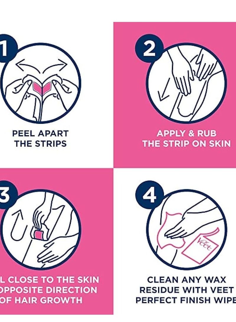 Veet Hair Removal Wax Stripes For Normal Skin + Veet Hair Removal Wax Stripes For Face  For Sensitive Skin - Image 3