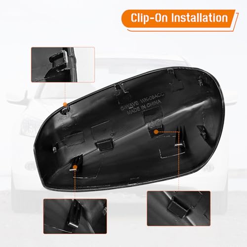 AMSPRAC Door Side Rearview Mirror Caps,Exterior Side Mirror Cover compatible with Honda Accord 2008 2009 2010 2011 2012 2013,Black,2PCS,Black,Clip-on Installation - Image 3