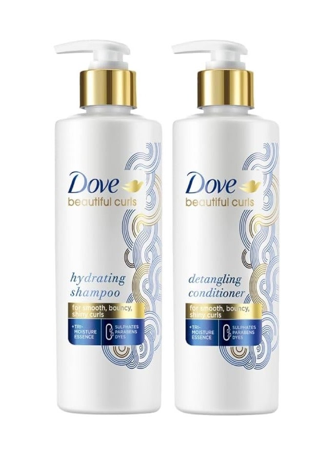 Dove Beautiful Curls Sulphate Free Hydrating Shampoo 380ml + Conditioner 380ml, (Combo Pack)| No Parabens & Dyes | Made for Curly Hair, With Tri-Moisture Essence for smooth, shiny, bouncy curls