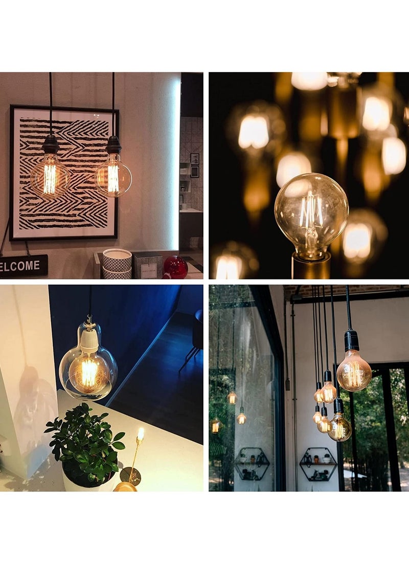 Gonice - E27 LED Light Bulb, Vintage Filament Globe Light Bulb, 4W Energy Saving 2700k Warm White Amber Glass Decorative Lamp, Ideal for Nostalgia and Retro Lighting - 6 Pack - Image 1