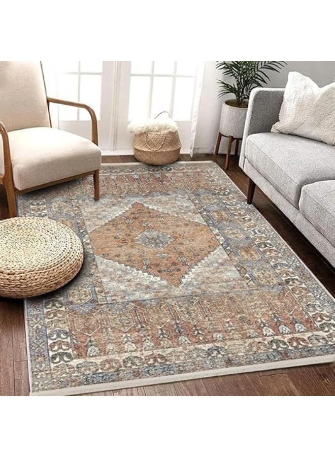 سجادة مودرن بديل سجاد مطبوعة، تصميم كلاسيكي تركي، مقاس 160×230 سم - ألوان متعددة (بيج، ترابي، أزرق هادئ) - Image 3
