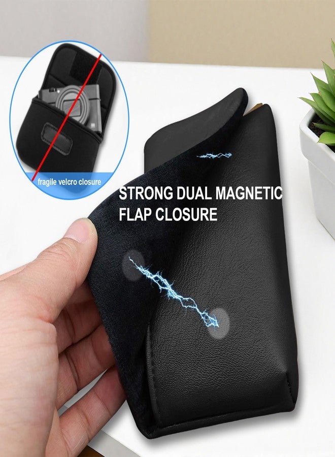 لاكدو حقيبة كاميرا لاكدو لكاميرا سوني RX100 VII/ RX100 VI/ RX100 V/RX100 IV/RX100 III الرقمية، جراب سفر واقٍ من الجلد الناعم، حقيبة سوني RX100 صغيرة الحجم مع حزام للمعصم، أسود - Image 3