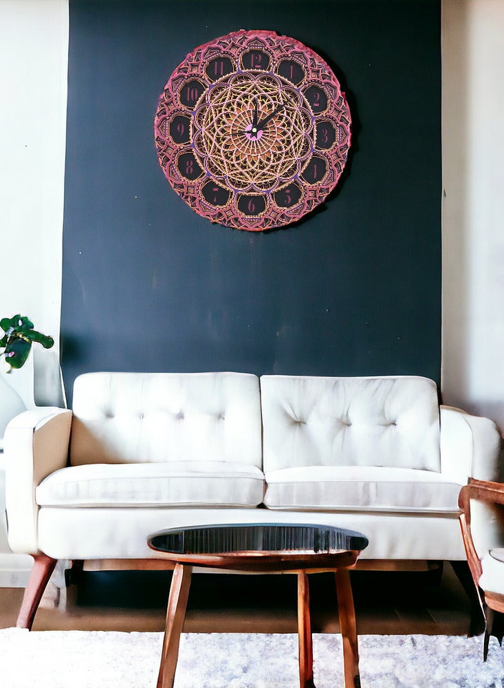 POSHIO® Mandala Art Wall Clock- Big Size (18 x 18 inches), Multilayered Wooden Structure - Image 2