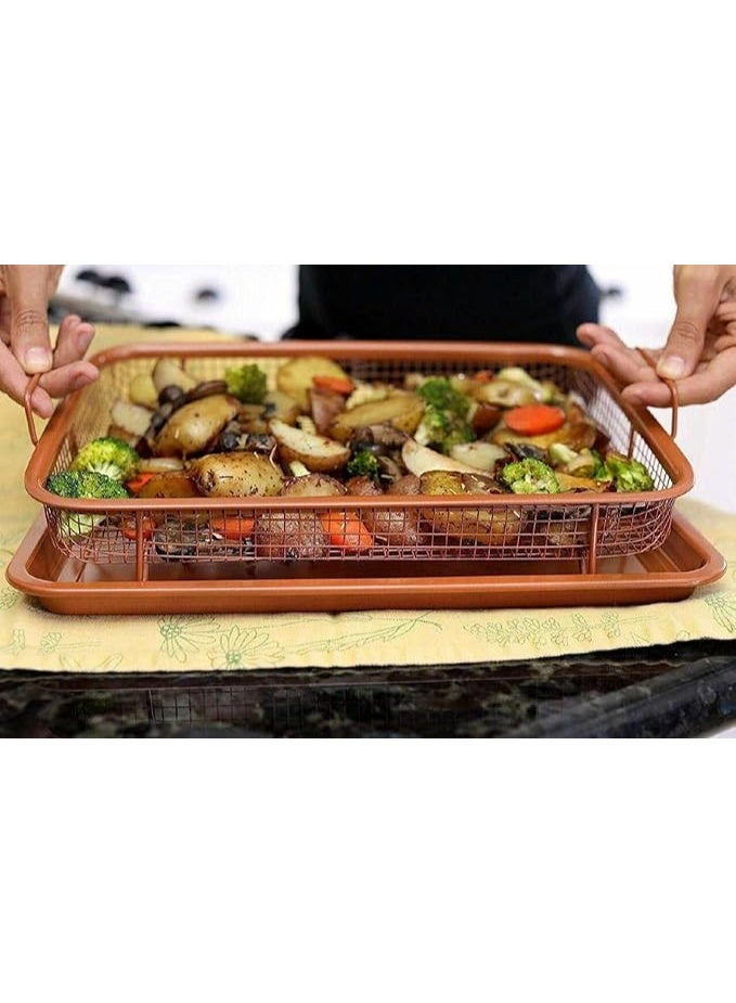 صينية تحمير مستطيلة 2×1 بصفاية داخلية – توزيع حرارة متوازن وتصريف مثالي للدهون HR - Image 2