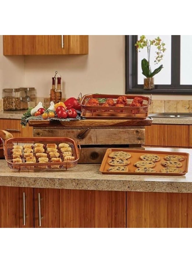 صينية تحمير مستطيلة 2×1 بصفاية داخلية – توزيع حرارة متوازن وتصريف مثالي للدهون HR - Image 3