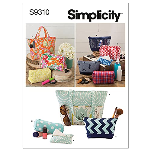 Simplicity Assorted Cosmetic Tote Bag Packet, Code 9310 Sewing Pattern, One Size, White - Image 1
