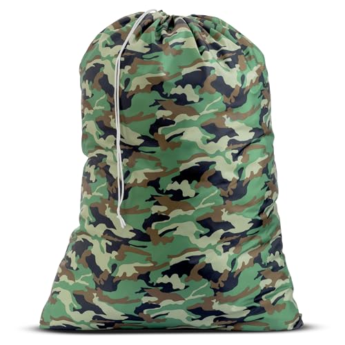 Handy Laundry Nylon Laundry Bag - Locking Drawstring Closure and Machine Washable. These Bags will Fit a Laundry Basket or Hamper and Strong Enough to Carry up to Three Loads of Clothes. (Camouflage) - Image 1